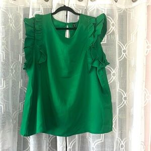 Kelly Green double ruffle Blouse